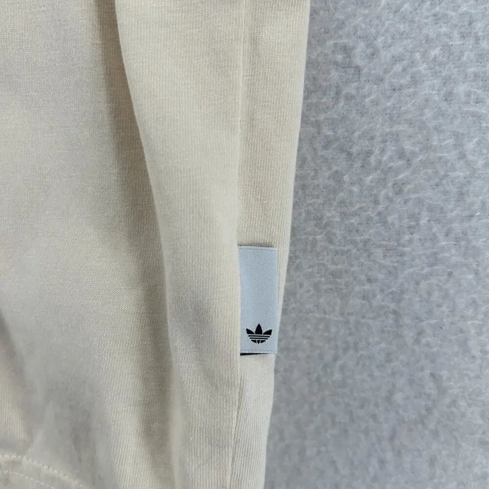 ADIDAS Shirt Mens S Skeleton Trefoil Logo Tee Crewneck Cotton Off White